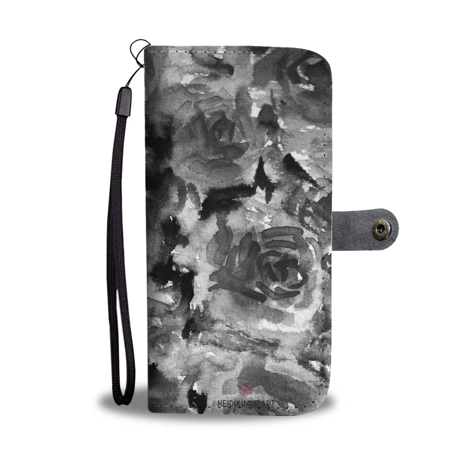 Dark Cool Girlie Floral Print Grey Zombie Rose Designer Wallet Cell Phone Case