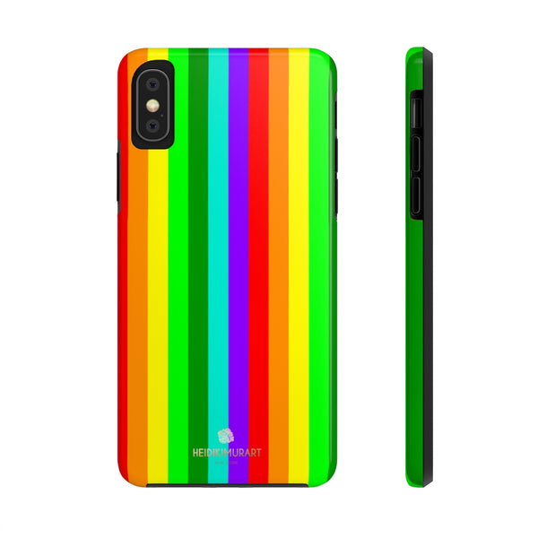 Rainbow Stripe Gay Pride iPhone Case, Case Mate Tough Samsung Galaxy Phone Cases-Phone Case-Printify-iPhone XS-Heidi Kimura Art LLC