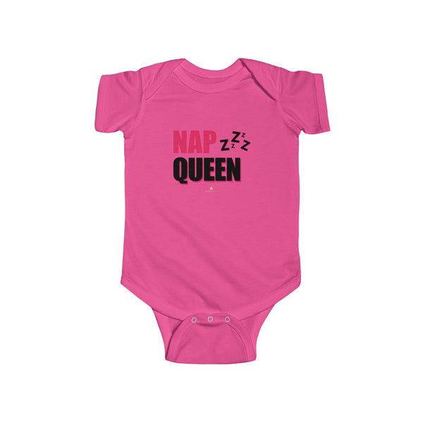 Nap Queen Funny Infant Regular Fit Unisex Cute Cotton Bodysuit - Made in UK-Infant Short Sleeve Bodysuit-Hot Pink-NB-Heidi Kimura Art LLC