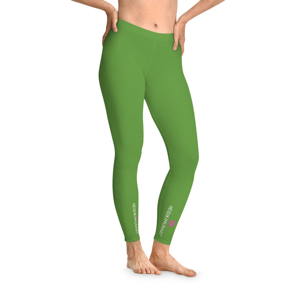Apple Green Solid Color Tights, Green Solid Color Best Designer Comfy Women's Fancy Dressy Cut &amp; Sew Casual Leggings - Made in USA (US Size: XS-2XL) Casual Leggings For Women For Sale, Fashion Leggings, Leggings Plus Size, Mid-Waist Fit Tights&nbsp;