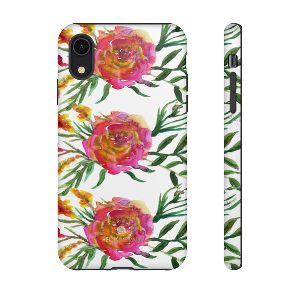 Pink Rose Floral Phone Case, Flower Print Tough Designer Phone Case -Made in USA-Phone Case-Printify-iPhone XR-Matte-Heidi Kimura Art LLC