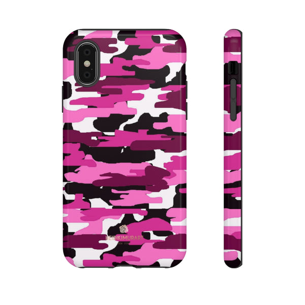 Pink Camouflage Print Phone Case, Tough Designer Phone Case -Made in USA-Phone Case-Printify-iPhone X-Glossy-Heidi Kimura Art LLC