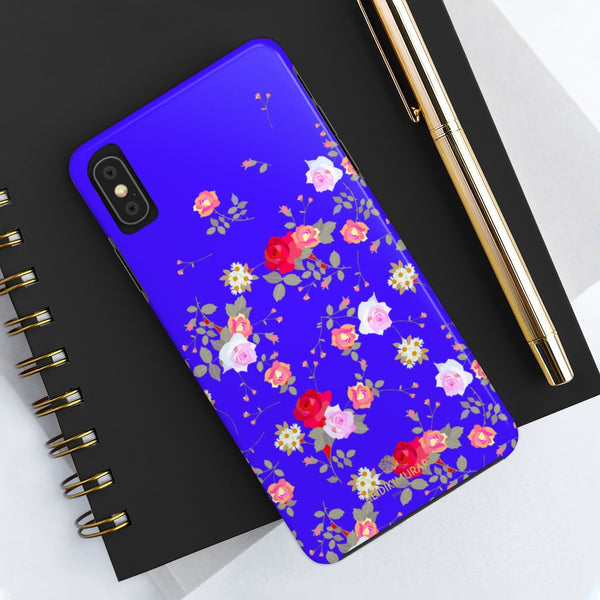 Purple Floral Rose Print Designer Case Mate Tough Phone Cases-Made in USA - Heidikimurart Limited 