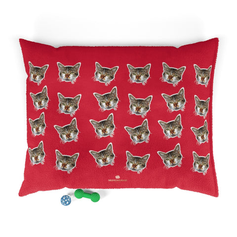 Red Cat Pet Bed, Solid Color Machine-Washable Pet Pillow With Zippers-Printed in USA-Pets-Printify-50x40-Heidi Kimura Art LLC