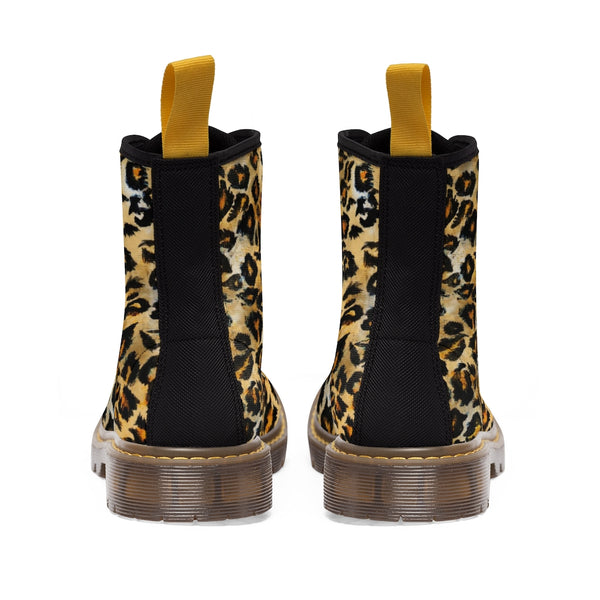 Brown Leopard Print Women's Boots, Premium Animal Print Best Hiking Winter Boots For Ladies