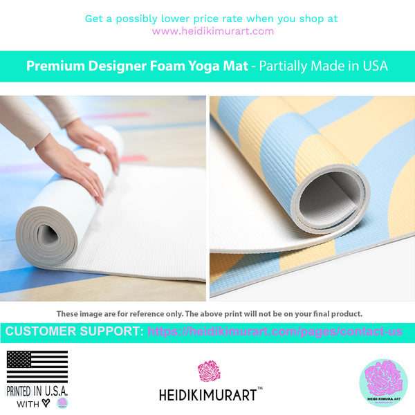 Navy Blue Foam Yoga Mat, Dark Blue Solid Color Best Lightweight 0.25" thick Mat - Printed in USA (Size: 24″x72")