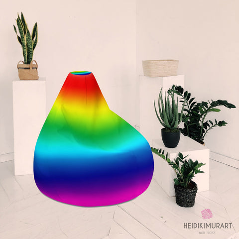 Rainbow Bean Bag Chair, Gay Pride Colorful Modern Minimalist Solid Color Designer Large Sofa Chair w/ filling or Bean Bag Cover Only, Water Resistant Polyester Bean Sofa Bag W: 58"x H: 41", Best Sofa Chair Living Room Seat Indoor Big Furniture