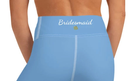 Baby Blue Bridesmaid Capri Leggings, Premium Designer Women's Yoga Capris-Made in USA-Capri Yoga Pants-Heidi Kimura Art LLC