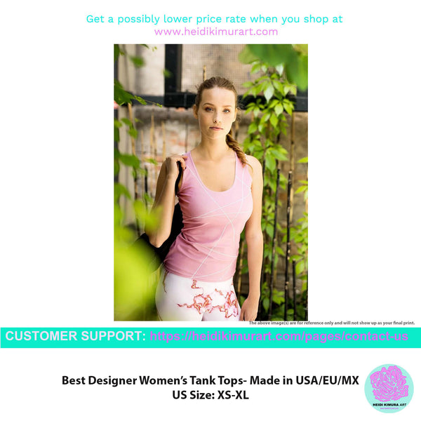 Pink Camouflage Women's Tank Top, Camo Army Military Print Designer Crew Beck Tank Top For Women