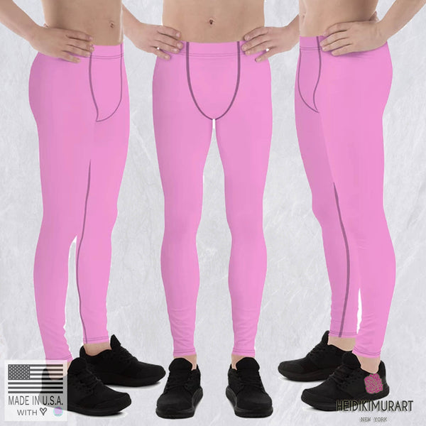 Soft Light Pink Ballet Men's Running Leggings & Run Tights Meggings- Made in USA/EU-Men's Leggings-Heidi Kimura Art LLC