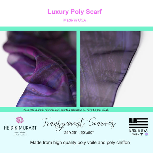 Purple Cat Print Poly Scarf, Cute Scarves Fashion Accessories For Men/Women- Made in USA-Poly Scarf-Printify-MWW on Demand-Heidi Kimura Art LLC