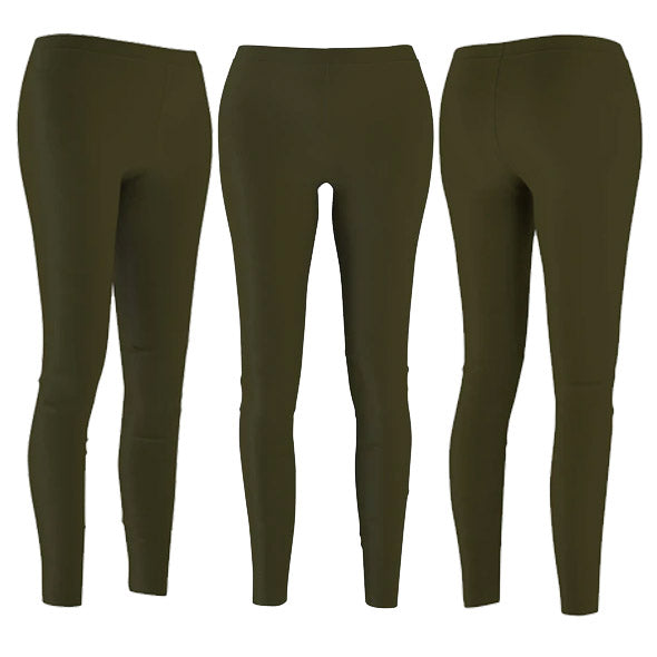 Seaweed Green Ladies' Tights, Seaweed Grayish Green Classic Solid Color Modern Essential Skinny Fit Polyester Brushed Suede Cozy Soft and Comfy Premium Quality Women's Casual Leggings-Made in USA (US Size: XS-2XL)