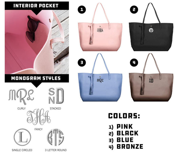 Personalized Custom Black/Pink/Bronze/Blue Monogram Handbags Tote Best Work Bag-Monogrammed Work Bag-Heidi Kimura Art LLC