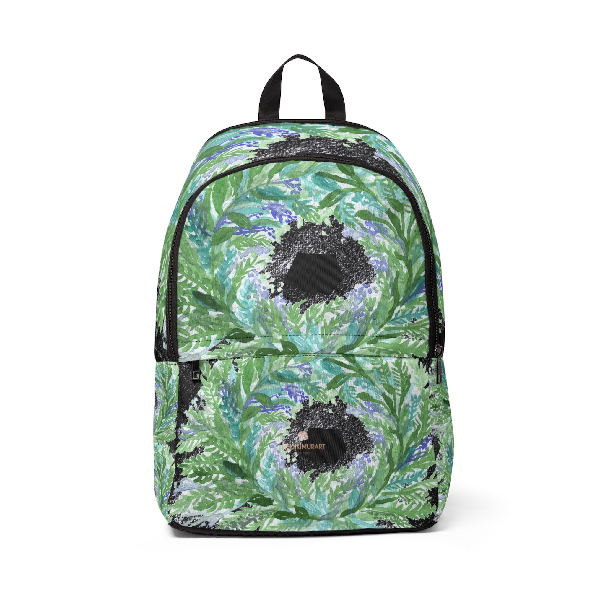 Black Lavender Print Backpack, Purple Floral Print Designer Unisex Fabric School Bag-Backpack-One Size-Heidi Kimura Art LLC