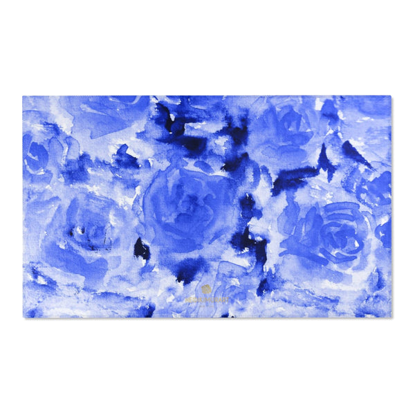 Blue Abstract Rose Floral Print Designer 24x36, 36x60, 48x72 inches Area Rugs - Printed in USA-Area Rug-60" x 36"-Heidi Kimura Art LLC