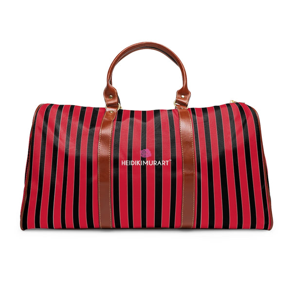 Red Stripes Waterproof Travel Bag