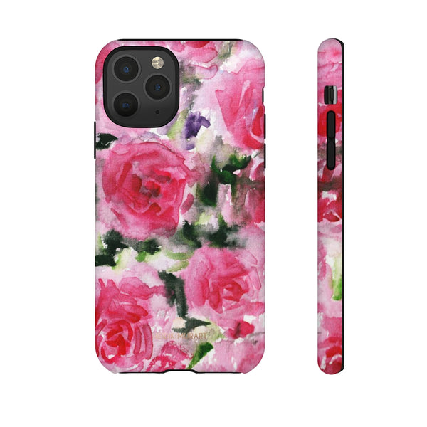 Pink Rose Floral Tough Cases, Roses Flower Print Best Designer Phone Case-Made in USA-Phone Case-Printify-iPhone 11 Pro-Matte-Heidi Kimura Art LLC