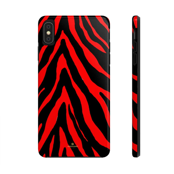 Red Zebra Stripe iPhone Case, Case Mate Tough Samsung Galaxy Phone Cases-Phone Case-Printify-iPhone XS MAX-Heidi Kimura Art LLC