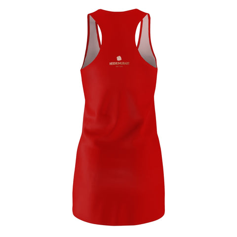 Red Solid Color Classic Women's Long Sleeveless Best Designer Racerback Dress - Made in USA-Women's Sleeveless Dress-L-Heidi Kimura Art LLC