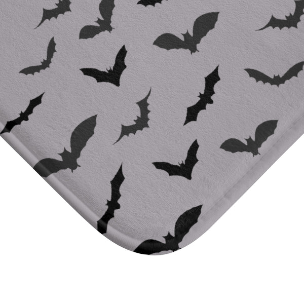 Gray and Black Flying Bats Designer Halloween Bath Mat-Made in USA-Bath Mat-Heidi Kimura Art LLC