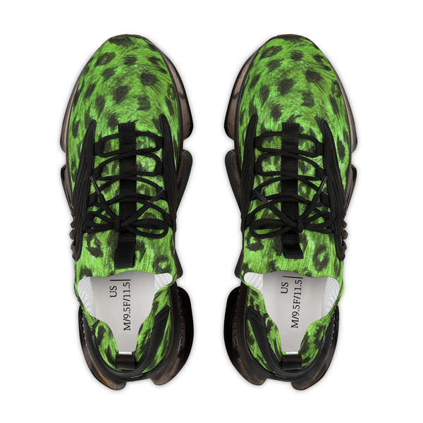 Green Leopard Print Men's Shoes, Best Comfy Animal Print Men's Mesh Sports Sneakers Shoes (US Size: 5-12)