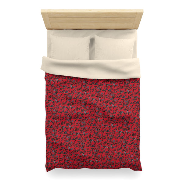 Red Floral Microfiber Duvet Cover