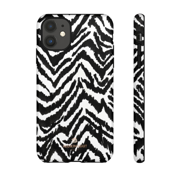 White Tiger Stripe Phone Case, Animal Print Best Tough Designer Phone Case -Made in USA-Phone Case-Printify-iPhone 11-Glossy-Heidi Kimura Art LLC
