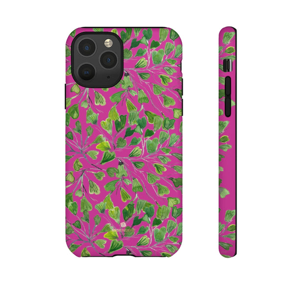 Pink Maidenhair Fern Tough Cases, Hot Pink Green Leaf Print Phone Case-Made in USA-Phone Case-Printify-iPhone 11 Pro-Matte-Heidi Kimura Art LLC
