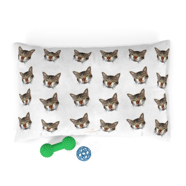 White Cat Pet Bed, Solid Color Machine-Washable Pet Pillow With Zippers-Printed in USA-Pets-Printify-28x18-Heidi Kimura Art LLC