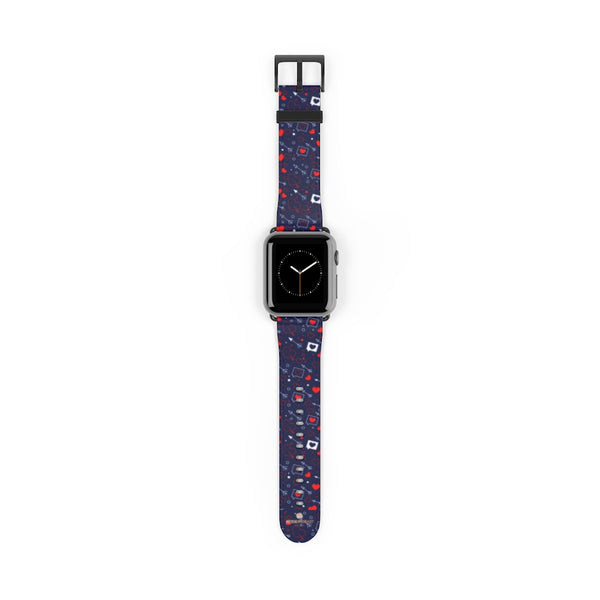 Fun Red Hearts Shaped V Day 38mm/42mm Watch Band For Apple Watch- Made in USA-Watch Band-Heidi Kimura Art LLC