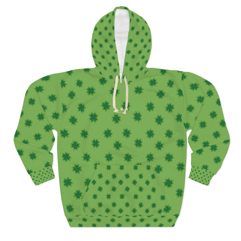 Light Green Clover St. Patrick's Day Unisex Pullover Hoodie For Men/ Women- Made in USA-Unisex Hoodie-2XL-Heidi Kimura Art LLC