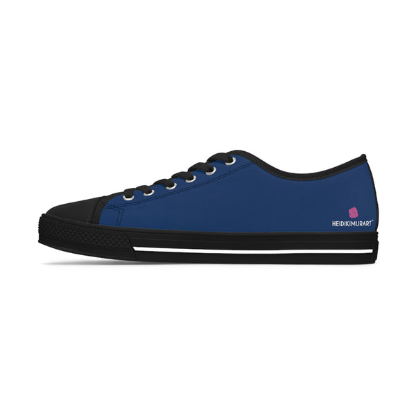 Navy Blue Color Ladies' Sneakers, Best Solid Blue Color Modern Minimalist Basic Essential Women's Low Top Sneakers Tennis Shoes, Canvas Fashion Sneakers With Durable Rubber Outsoles and Shock-Absorbing Layer and Memory Foam Insoles&nbsp;(US Size: 5.5-12)