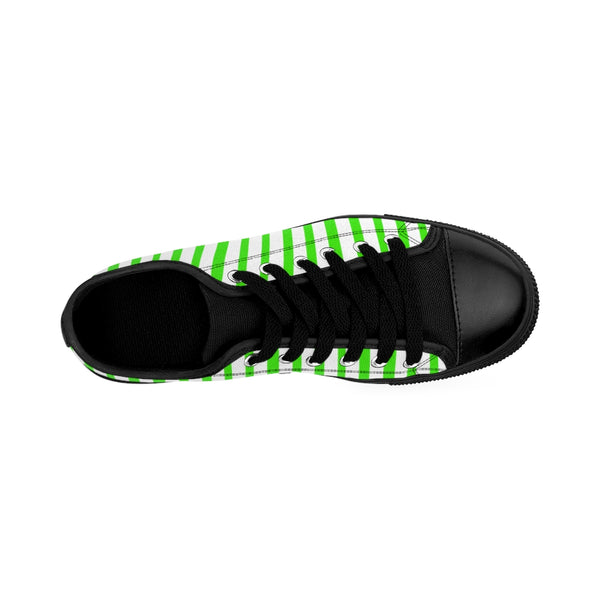 Green White Striped Women's Sneakers-Shoes-Printify-Heidi Kimura Art LLC Green White Striped Women's Sneakers, Modern Stripes Sneakers, Classic Modern Stripes Low Tops, Designer Low Top Women's Sneakers Tennis Shoes (US Size: 6-12)