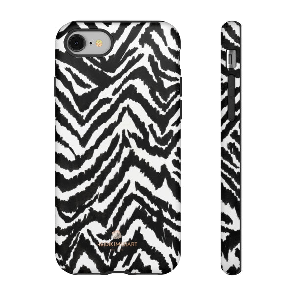 White Tiger Stripe Phone Case, Animal Print Best Tough Designer Phone Case -Made in USA-Phone Case-Printify-iPhone 8-Matte-Heidi Kimura Art LLC