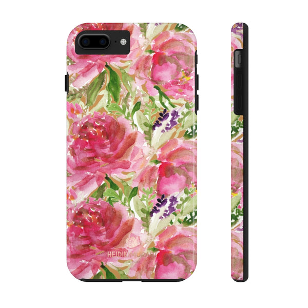 Brown Pink Rose Print Phone Case, Floral Print Case Mate Tough Phone Cases-Made in USA - Heidikimurart Limited 