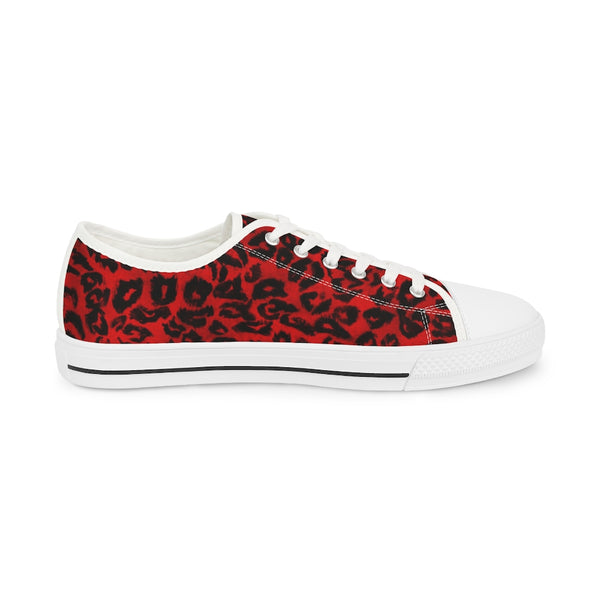 Red Leopard Men's Tennis Shoes, Animal Print Leopard Animal Print Best Breathable Designer Men's Low Top Canvas Fashion Sneakers With Durable Rubber Outsoles and Shock-Absorbing Layer and Memory Foam Insoles (US Size: 5-14)