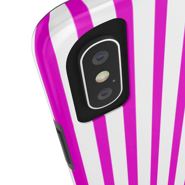 Pink Striped iPhone Case, Designer Case Mate Tough Samsung Galaxy Phone Cases-Phone Case-Printify-Heidi Kimura Art LLC