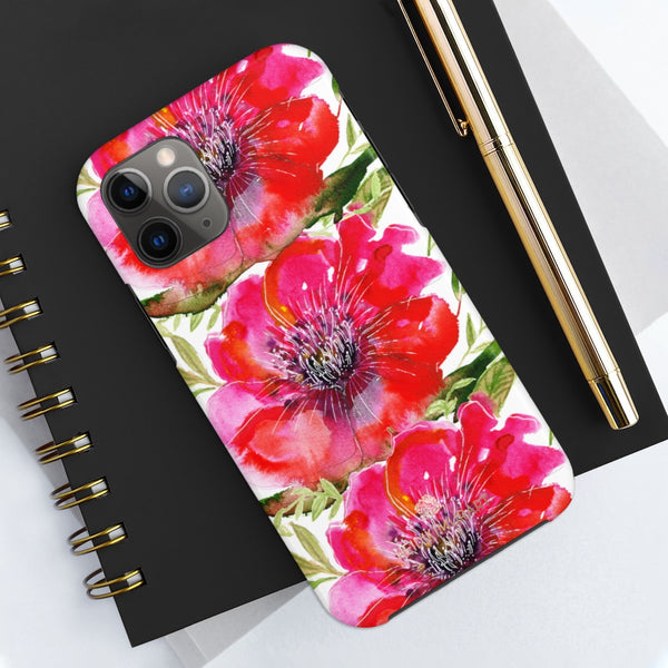 Bright Red Hibiscus Phone Case, Flower Floral Case Mate Tough Phone Cases-Made in USA - Heidikimurart Limited 