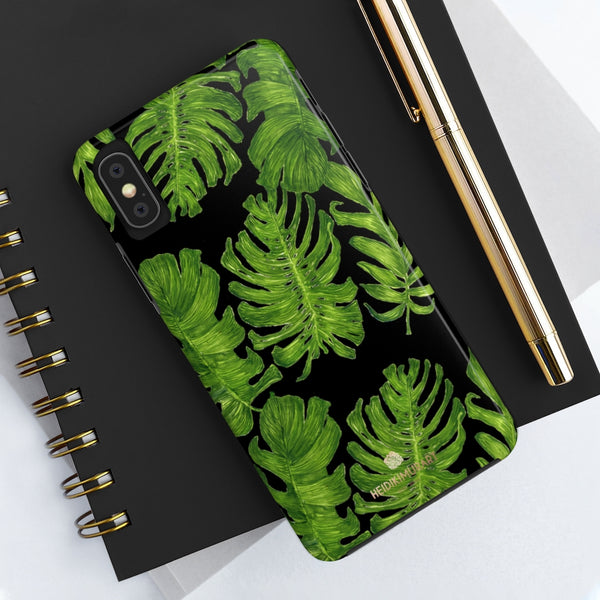Black Tropical Leaf iPhone Case, Case Mate Tough Samsung Galaxy Phone Cases-Phone Case-Printify-Heidi Kimura Art LLC