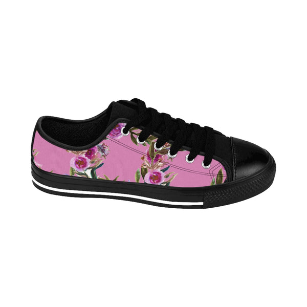 Pink Rose Print Women's Sneakers