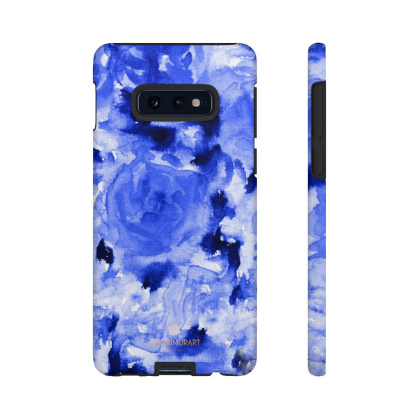 Blue Floral Print Phone Case, Roses Tough Designer Phone Case -Made in USA-Phone Case-Printify-Samsung Galaxy S10E-Matte-Heidi Kimura Art LLC