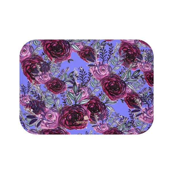 Purple Violet Rose Floral Print Design Anti-Slip Microfiber Bath Mat - Made in USA-Bath Mat-Small 24x17-Heidi Kimura Art LLC