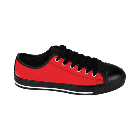Bright Red Color Women's Sneakers, Lightweight Red Solid Color Designer Low Top Women's Canvas Bright Best Quality Premium Fashion Casual Sneakers Tennis Running Athletic Shoes (US Size: 6-12)