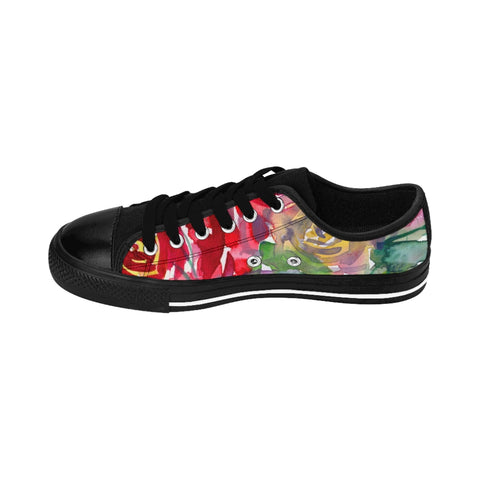 Red Floral Rose Women's Sneakers, Red Flower Print Designer Low Top Women's Canvas Bright Best Quality Premium Fashion Casual Sneakers Tennis Running Athletic Shoes (US Size: 6-12) Floral Sneakers, Women's Fashion Canvas Sneakers Shoes Colorful Rose Print Tennis Shoes, Floral Sneakers & Athletic Shoes, Women's Floral Shoes, Floral Shoe For Women, Floral Canvas Sneakers, Sneakers With Flowers Print On Them, Floral Sneakers Womens