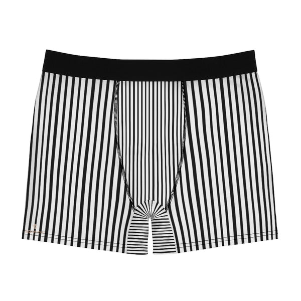 Black Striped Men's Boxer Briefs, Vertical Stripe Print Premium Quality Underwear For Men-All Over Prints-Printify-Heidi Kimura Art LLC