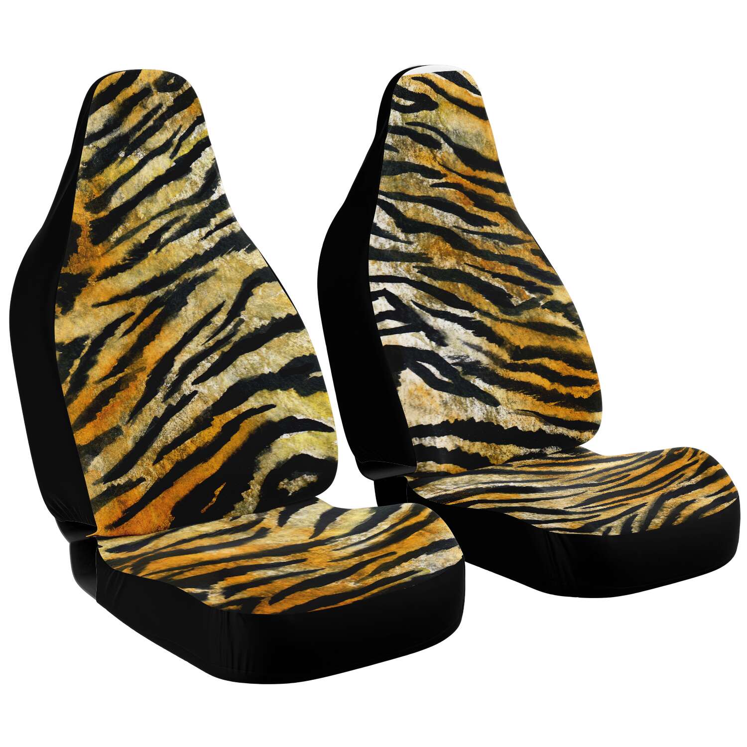 Tiger Stripe Car Seat Covers, Orange Tiger Animal Print Washable Car