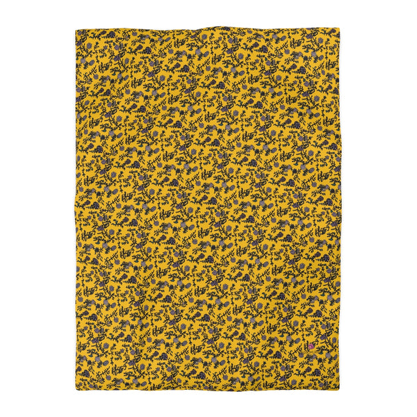 Yellow Floral Microfiber Duvet Cover