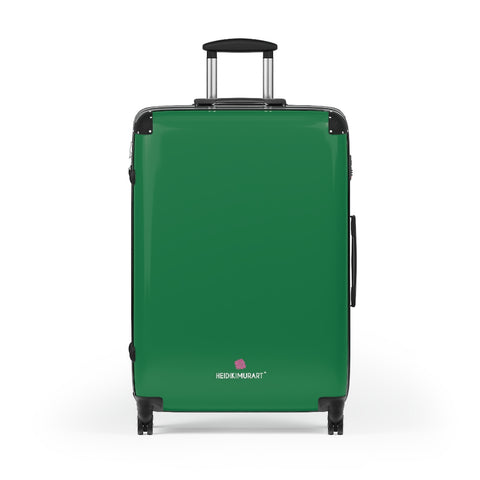 Dark Green Solid Color Suitcases, Modern Simple Minimalist Designer Suitcase Luggage (Small, Medium, Large) Unique Cute Spacious Versatile and Lightweight Carry-On or Checked In Suitcase, Best Personal Superior Designer Adult's Travel Bag Custom Luggage - Gift For Him or Her - Made in USA/ UK