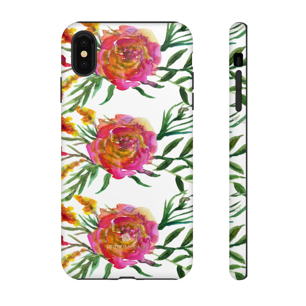 Pink Rose Floral Phone Case, Flower Print Tough Designer Phone Case -Made in USA-Phone Case-Printify-iPhone XS MAX-Matte-Heidi Kimura Art LLC
