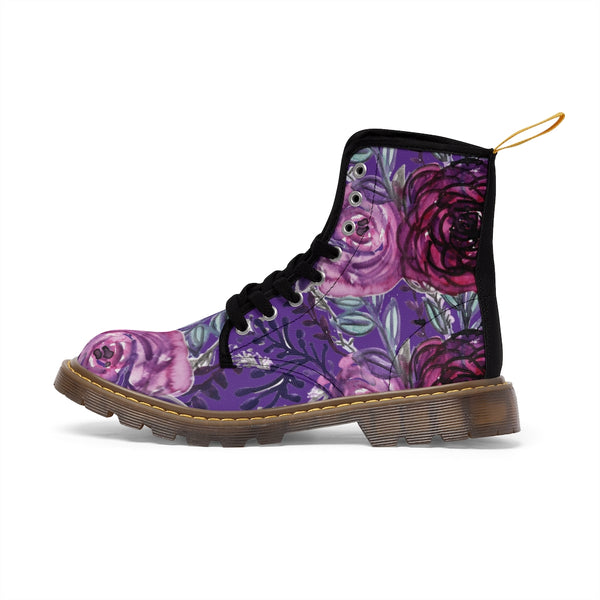 Deep Purple Rose Women's Boots, Best Vintage Style Premium Quality Winter Boots For Ladies
